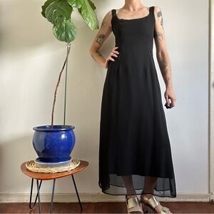 Vintage Black Chiffon Maxi Dress